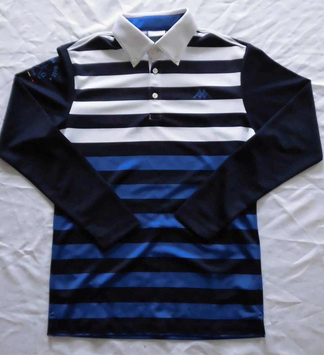 新品未使用　Kappa　カッパゴルフ 高機能長袖ボタンダウンポロシャツ 品番KC712LS21　カラーNV/WT/BL サイズM 定価16.500円税込_1