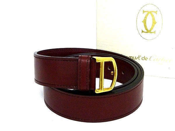 赤字超特価，セール 1円 極 Cartier カルティエ ロゴ マストライン レザー 81-89 ゴールド金具 ベルト レディース メンズ ボルドー系 I3205nM(服飾小物)｜売買されたオークション情報、yahooの商品情報をアーカイブ公開 服飾小物