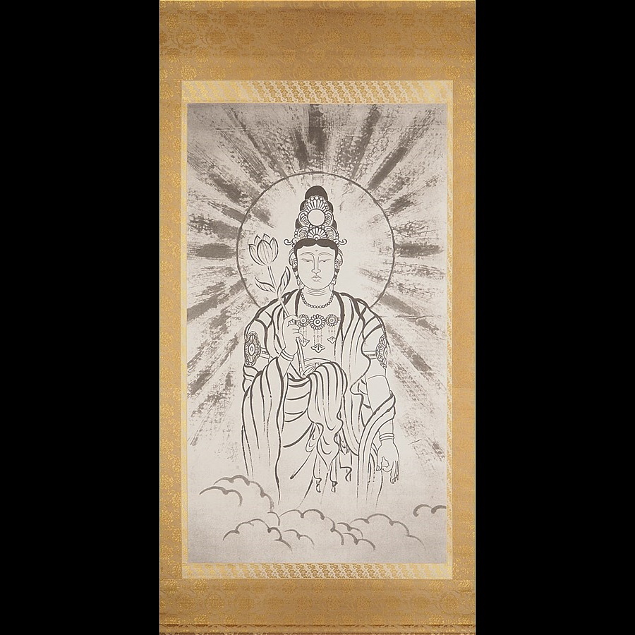 岡田茂吉　観音図　複製品 岡田茂吉 真作掛軸『 観音図 』 明治昭和期の思想家 世界救世教教祖