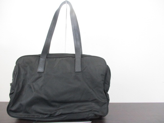 プラダ ミニボストンバッグ レザー×ナイロン A4可 肩掛 三角ロゴ PRADA