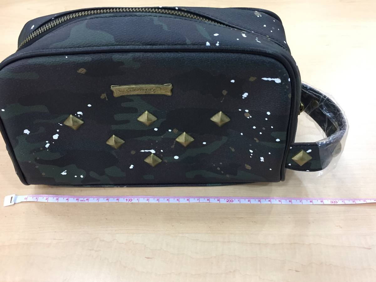 2996☆Ed Hardy エドハーディー セカンドバッグ 迷彩柄 グリーン系 