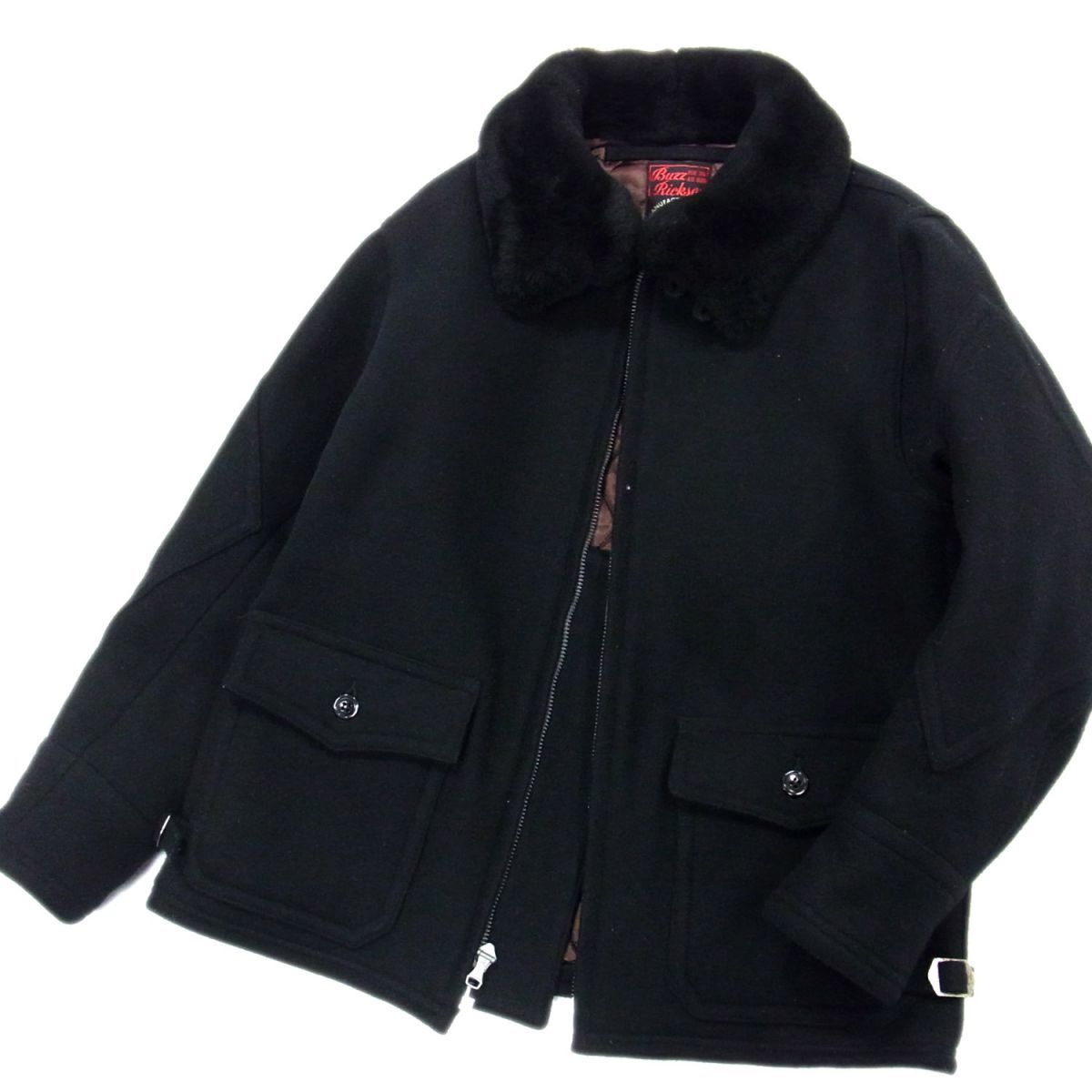 1円 美品○バズリクソンズ M-445 襟ボア フライトジャケット ボンバー 