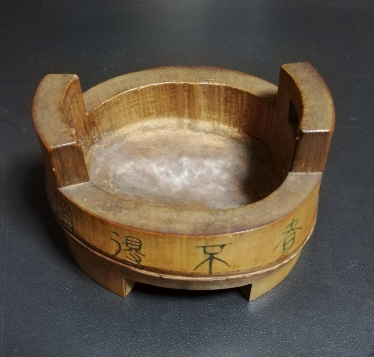 銅製 造青磁 中国美術 NY563. 鼎形香炉 香炉 時代古銅製馬唐子乗