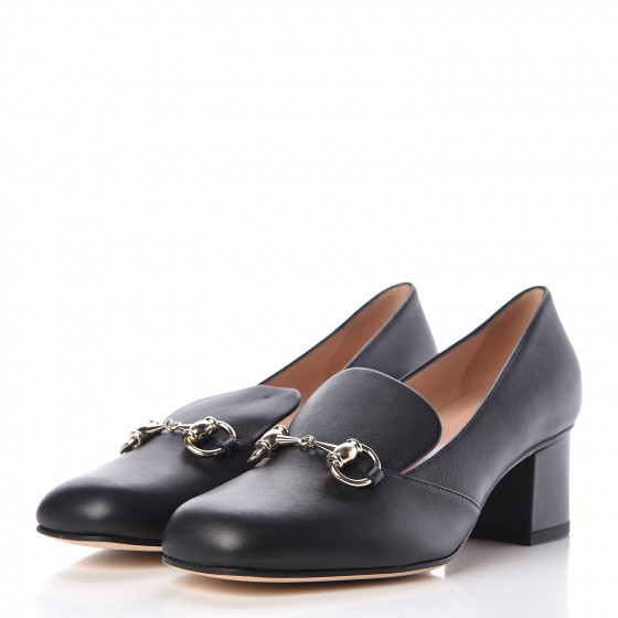 美品 ☆ グッチ GUCCI ヨルダーン 黒レザー ホースビット ローファー 