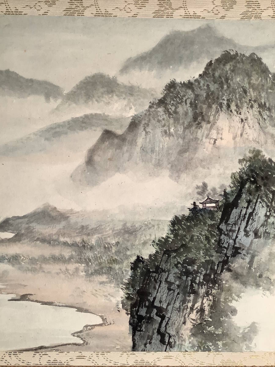 中国 Yahoo!オークション 書画 山水図 模写□□掛軸 作家物 山水画