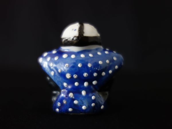 アンティーク 年代物 縁起物 置物 陶器人形 色絵 時代物陶芸品 。49