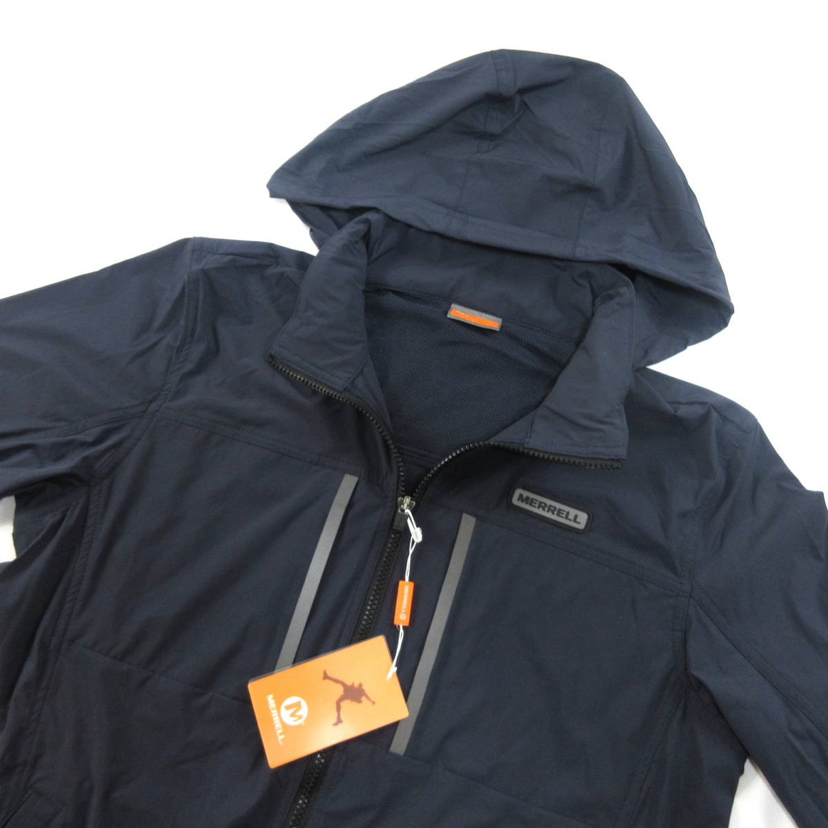 低価，セール MERRELL メレル ライト ウィンドブレーカー ジャケット L 紺 フード収納 撥水 防風 ストレッチ(ナイロン)｜売買されたオークション情報、yahooの商品情報をアーカイブ公開 - オークファン ナイロン
