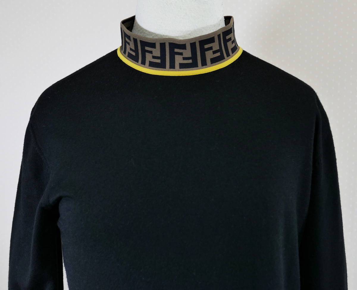伊製 FENDI フェンディ ハイゲージ ハイネックセーター 48 正規品 