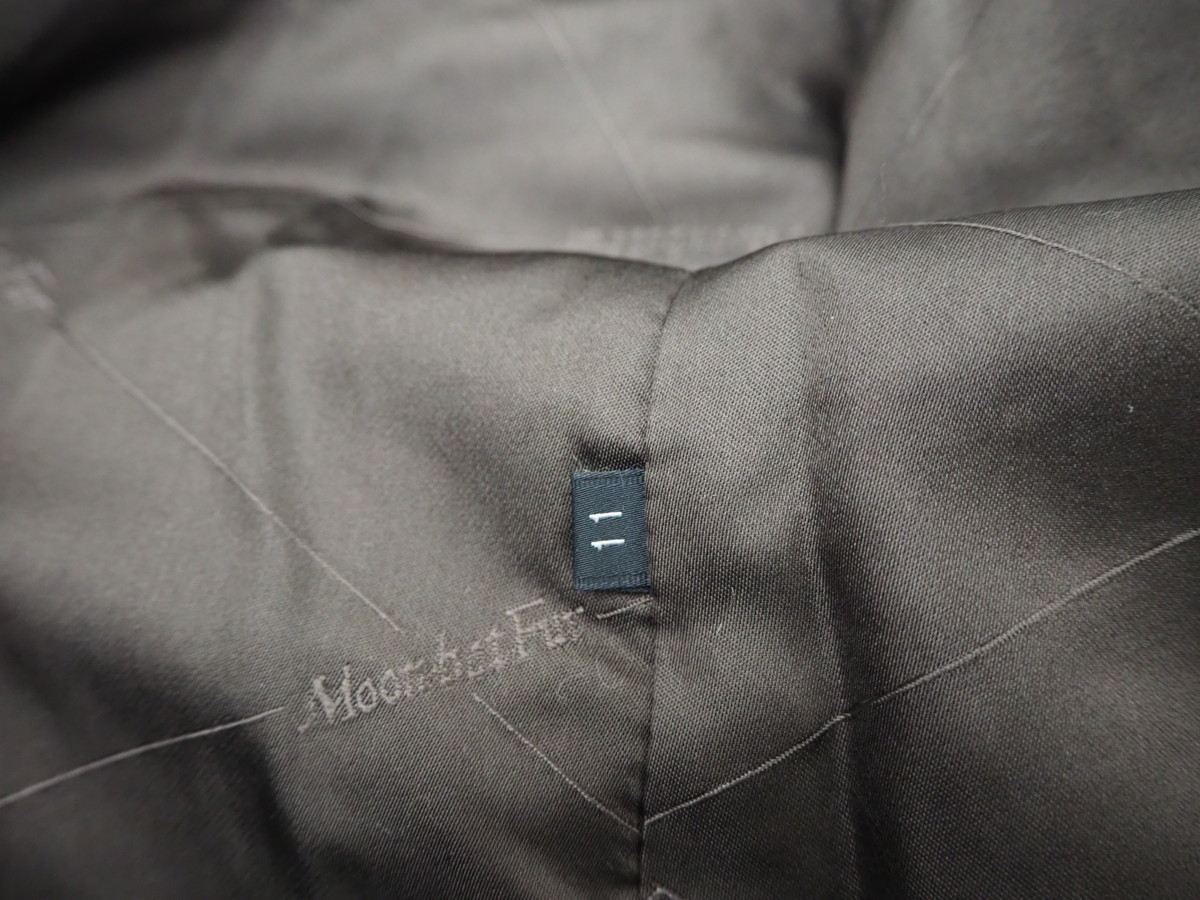 美品【 MOON CRESENT 】￥1000～　シェブロン　襟テーラー　高級毛皮　デミバフミンク◆セミロングコート◆79cm丈/１１号　ブラウン◆G290E MOON \u2013 : Santa Christmas Same-Day