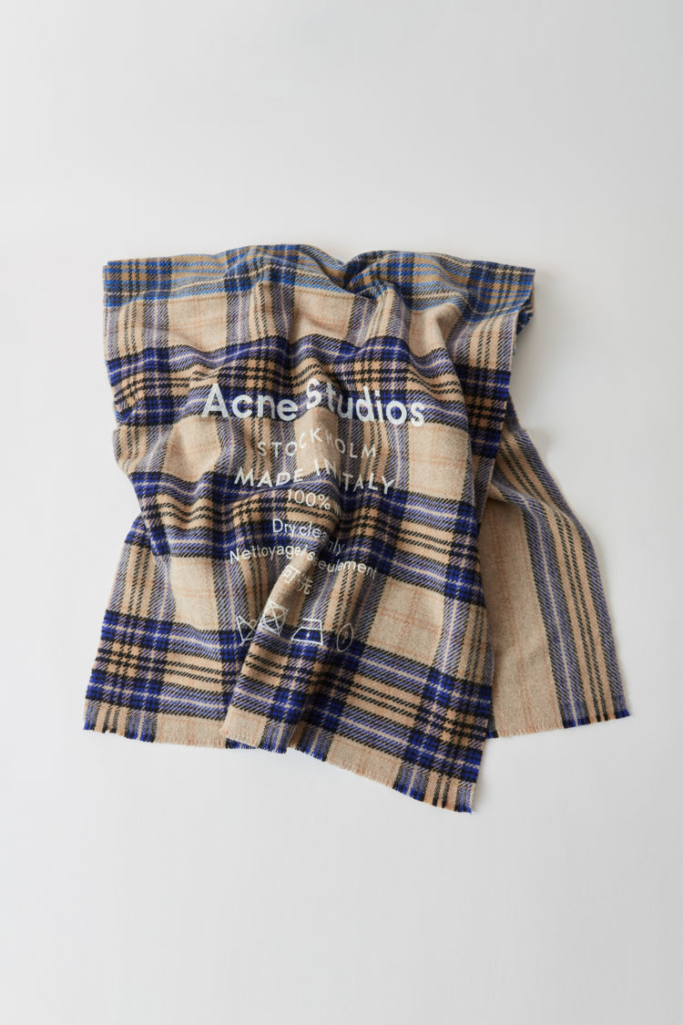 定価2.7万】Acne Studios ロゴチェックスカーフ オートミールベージュ  