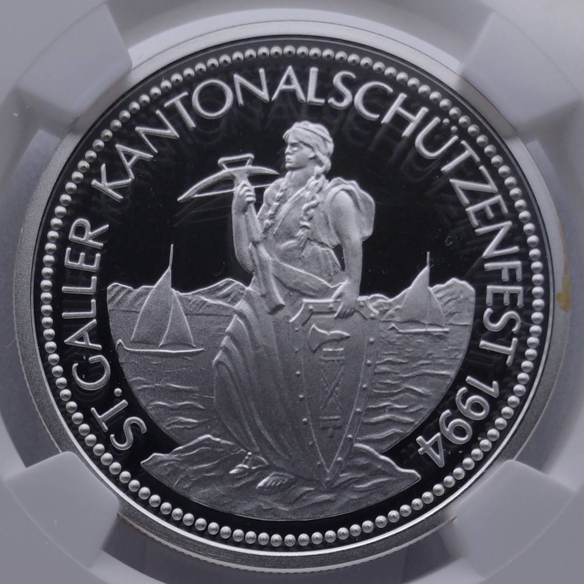 スイス射撃祭 1994年 スイス 銀貨 NGC 現代射撃祭  NGC 最高鑑定 48枚のみ】 1994年 スイス 50フラン 銀貨 ザンクト