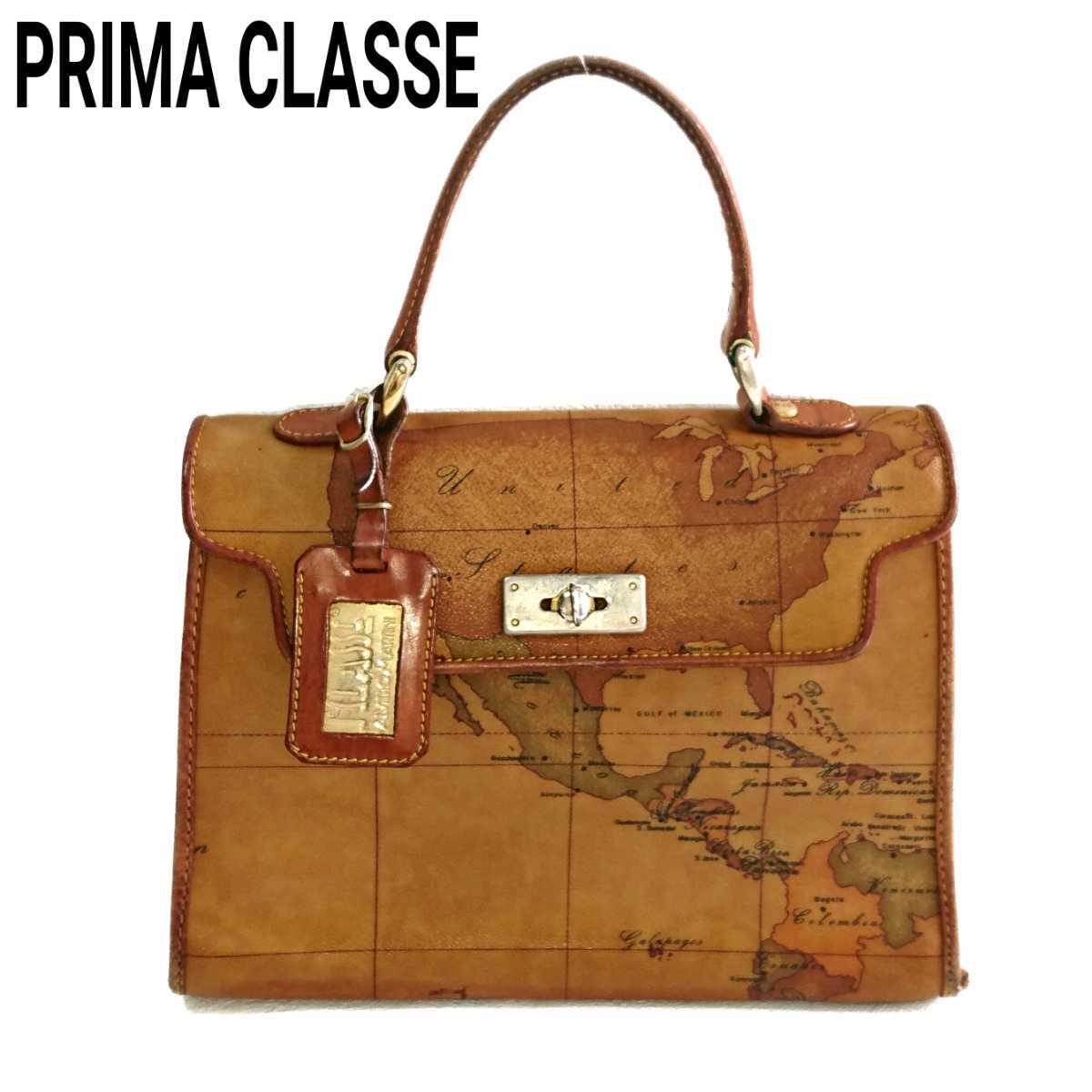 PRIMA CLASSE プリマクラッセ ハンドバッグ ケリー カバン 世界地図柄 