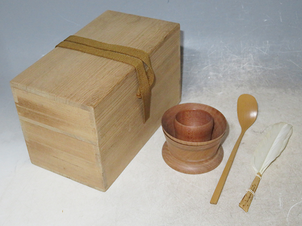 茶道具 水屋道具 【 利休形 桐木地 茶掃箱 セット 】 木地茶漏斗 水屋