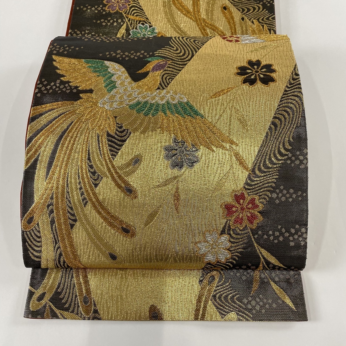  袋帯 秀品 鳳凰 桜 金糸 箔 金色 六通 正絹(仕立て上がり)｜売買されたオークション情報、yahooの商品情報をアーカイブ公開 - オークファン 仕立て上がり