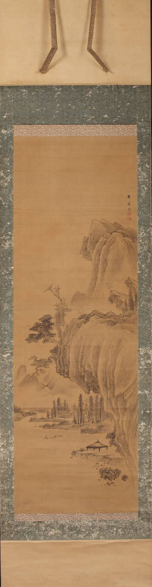 模写】島琴陵 山水図竪物 絹本着色 (長崎派 北宋画 中国 山水画 李郭系