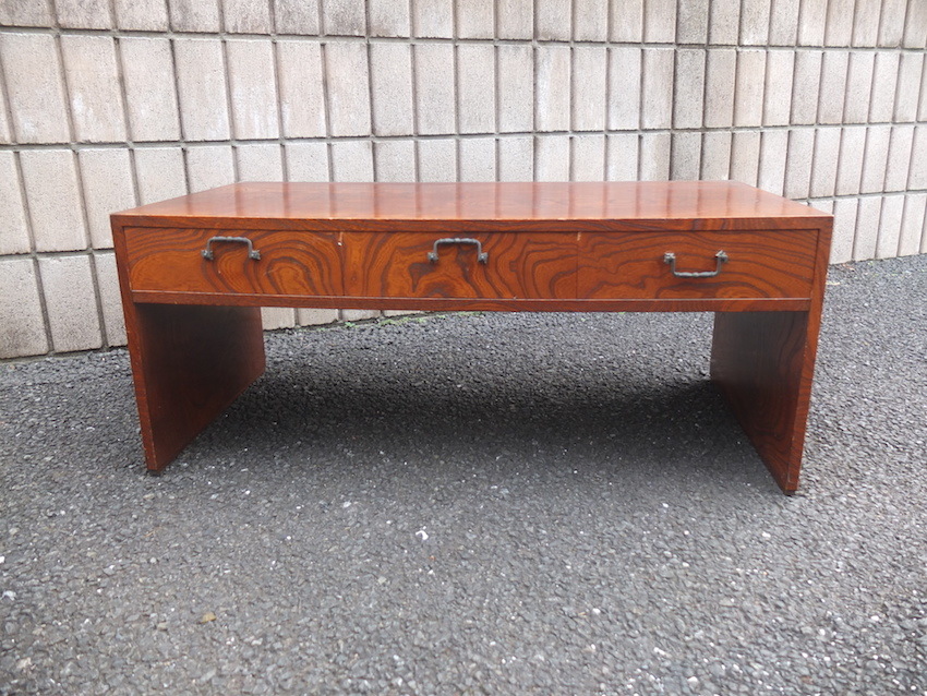 文机 アンティーク ビンテージ 昭和レトロ 木製座卓 3引き出し付き