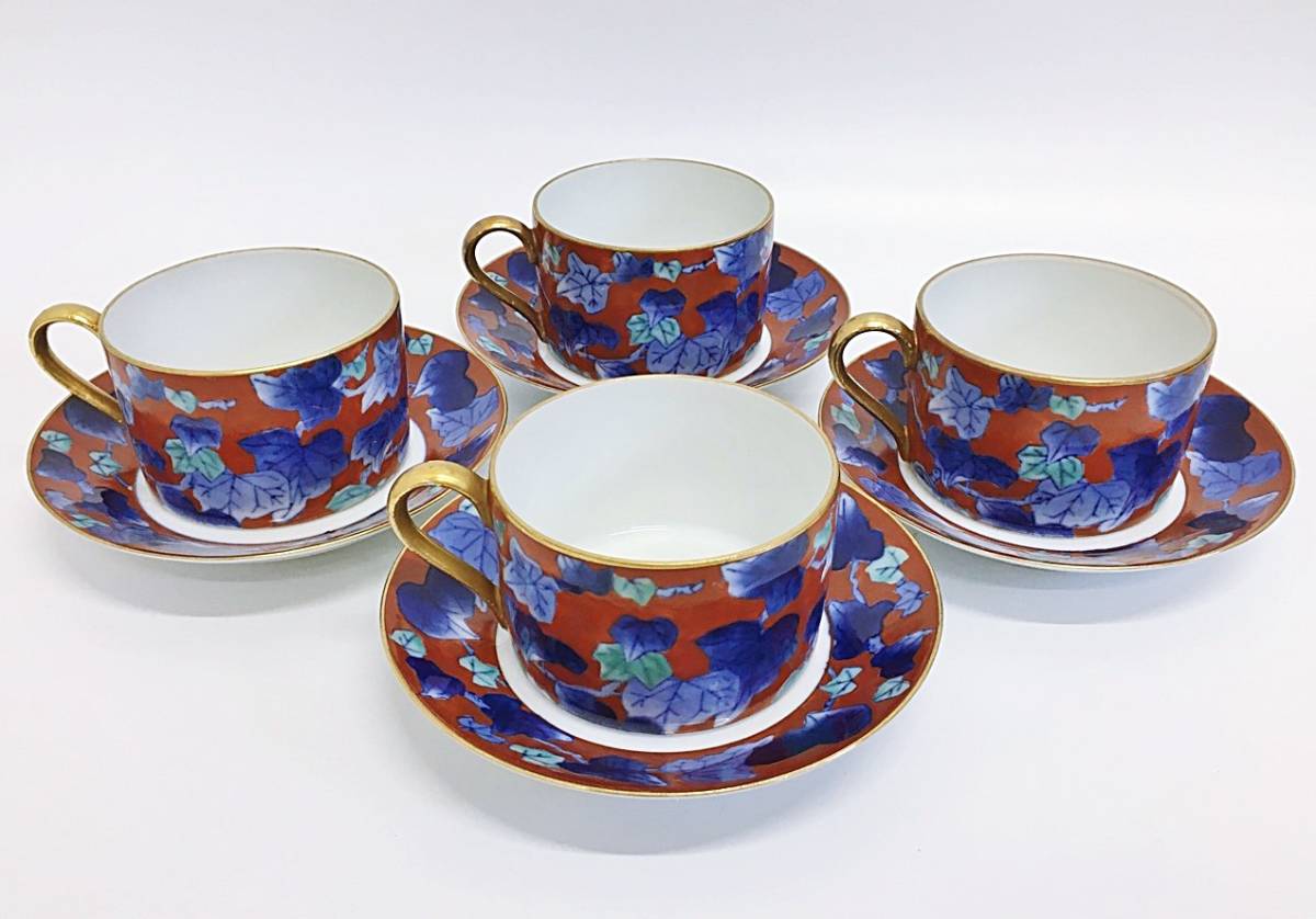 香蘭社 金彩つた柄コーヒーカップ&ソーサー4客セット カップ&ソーサー