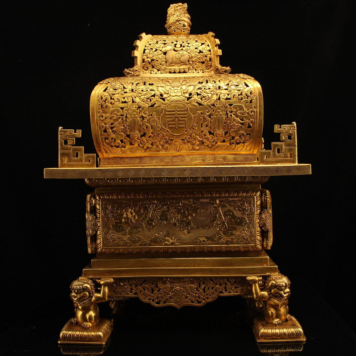 銅器 仏教三本足 龍鳳香炉 古美術 コレクション品 銅製 工芸品 彫刻