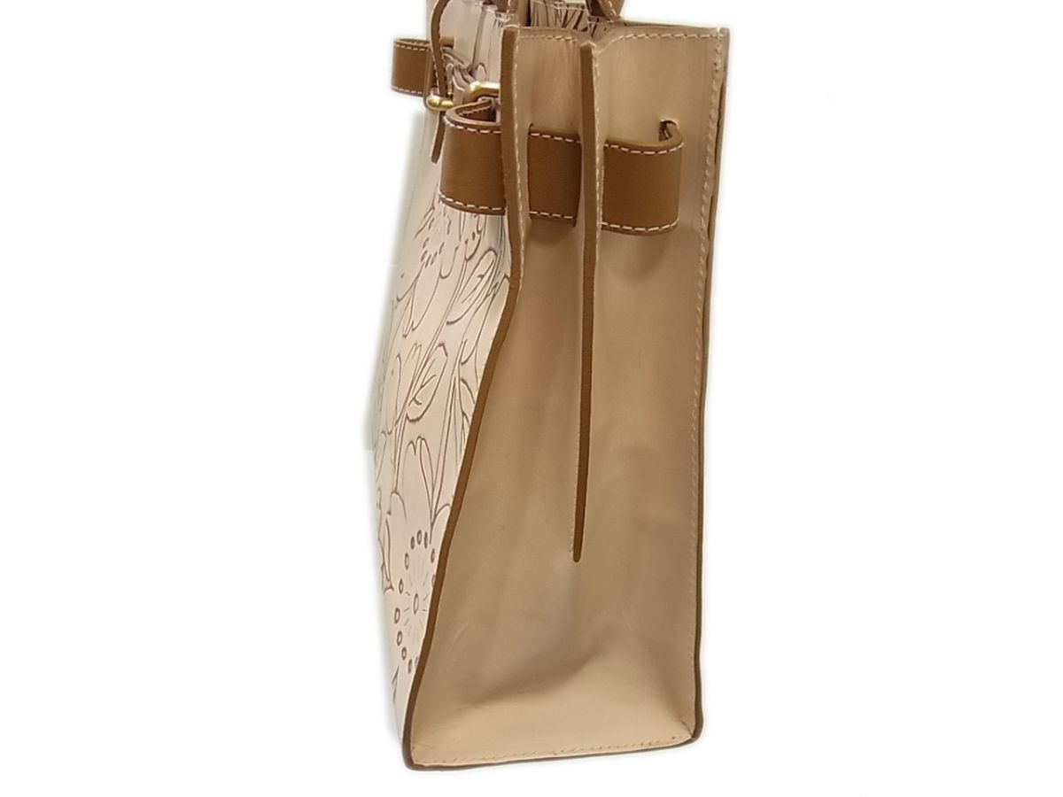1円 美品◇ FURLA フルラ レザートートバッグ ハンドバッグ 花柄 