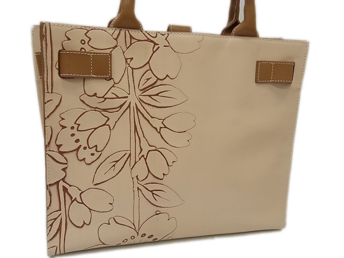 1円 美品◇ FURLA フルラ レザートートバッグ ハンドバッグ 花柄 