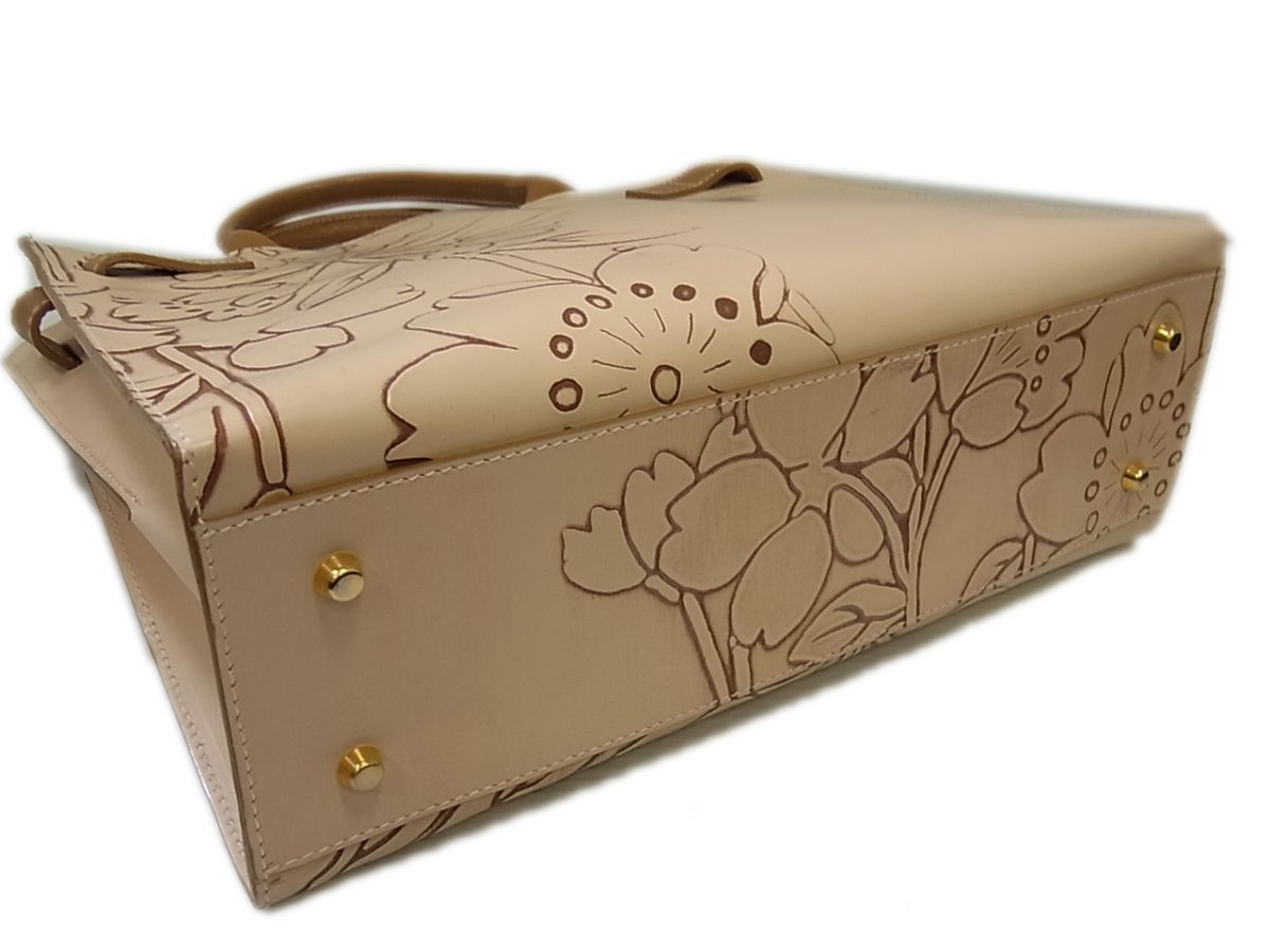 1円 美品◇ FURLA フルラ レザートートバッグ ハンドバッグ 花柄 