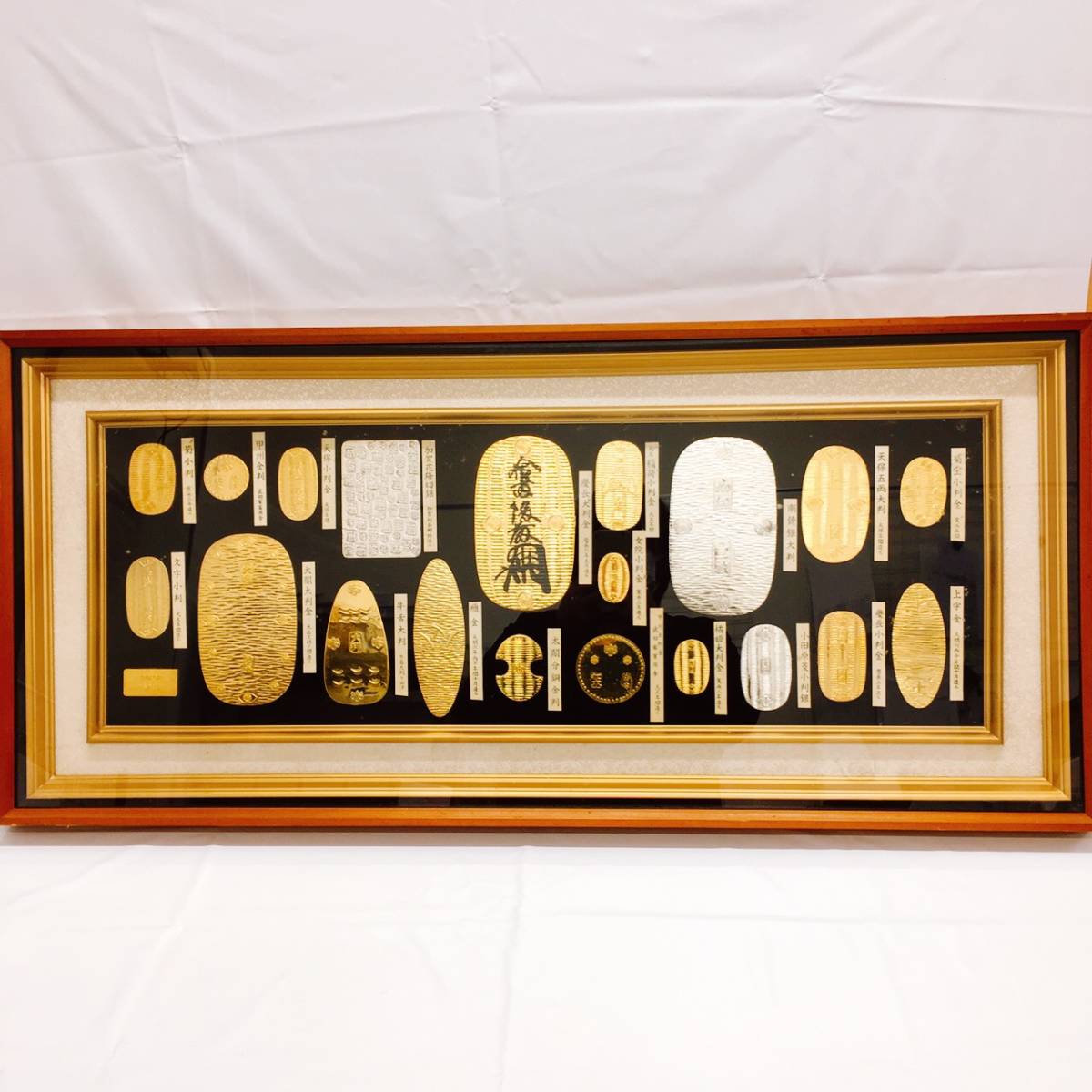 ☆大判・小判 レプリカセット 額縁付き☆24KGP/慶長大判金/大閣大判金/天保五両大判/江戸時代/金メッキ 銀メッキ/古銭/貨幣/アンティーク_1