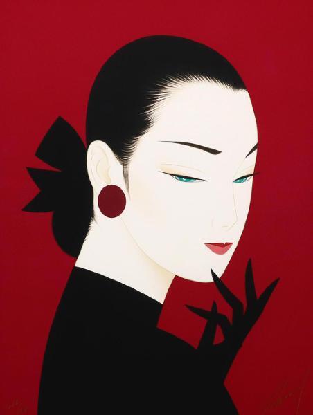 真作】【WISH】鶴田一郎「魅惑のとき」シルクスクリーン 1997年作 直筆 