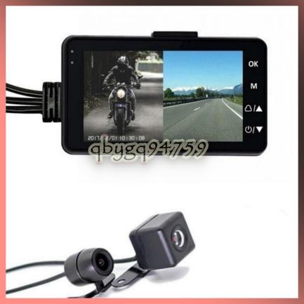 qb□ドライブレコーダー バイク用 オートバイ用 NikoMaku 前後カメラ同時表示 常時録画 防水 3インチ液晶 500万画素 フルHD_1