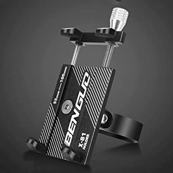 黒 OnKJ 自転車 スマホ ホルダー 携帯電話ホルダー オートバイ バイク スマートフォン アルミ製 GPSナビ スタンド 振_3