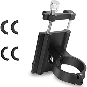 黒 OnKJ 自転車 スマホ ホルダー 携帯電話ホルダー オートバイ バイク スマートフォン アルミ製 GPSナビ スタンド 振_4