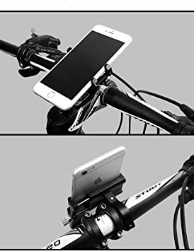 黒 OnKJ 自転車 スマホ ホルダー 携帯電話ホルダー オートバイ バイク スマートフォン アルミ製 GPSナビ スタンド 振_5