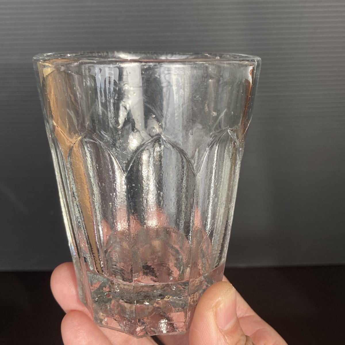 剣先コップ ガラス 氷コップ 昭和レトロ プレスガラス | なつめ型 古い