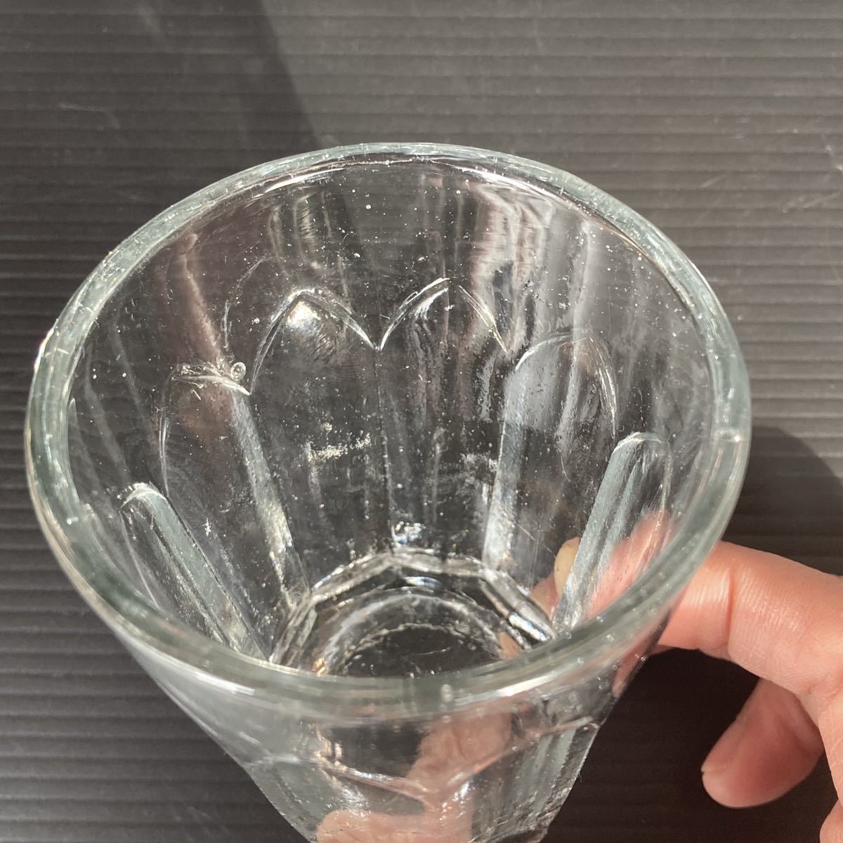 剣先コップ ガラス 氷コップ 昭和レトロ プレスガラス | なつめ型 古い