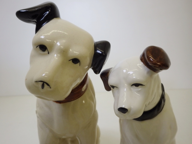 美品VICTORニッパー犬陶器製の置物 7体セットとオマケ Victor ビクター