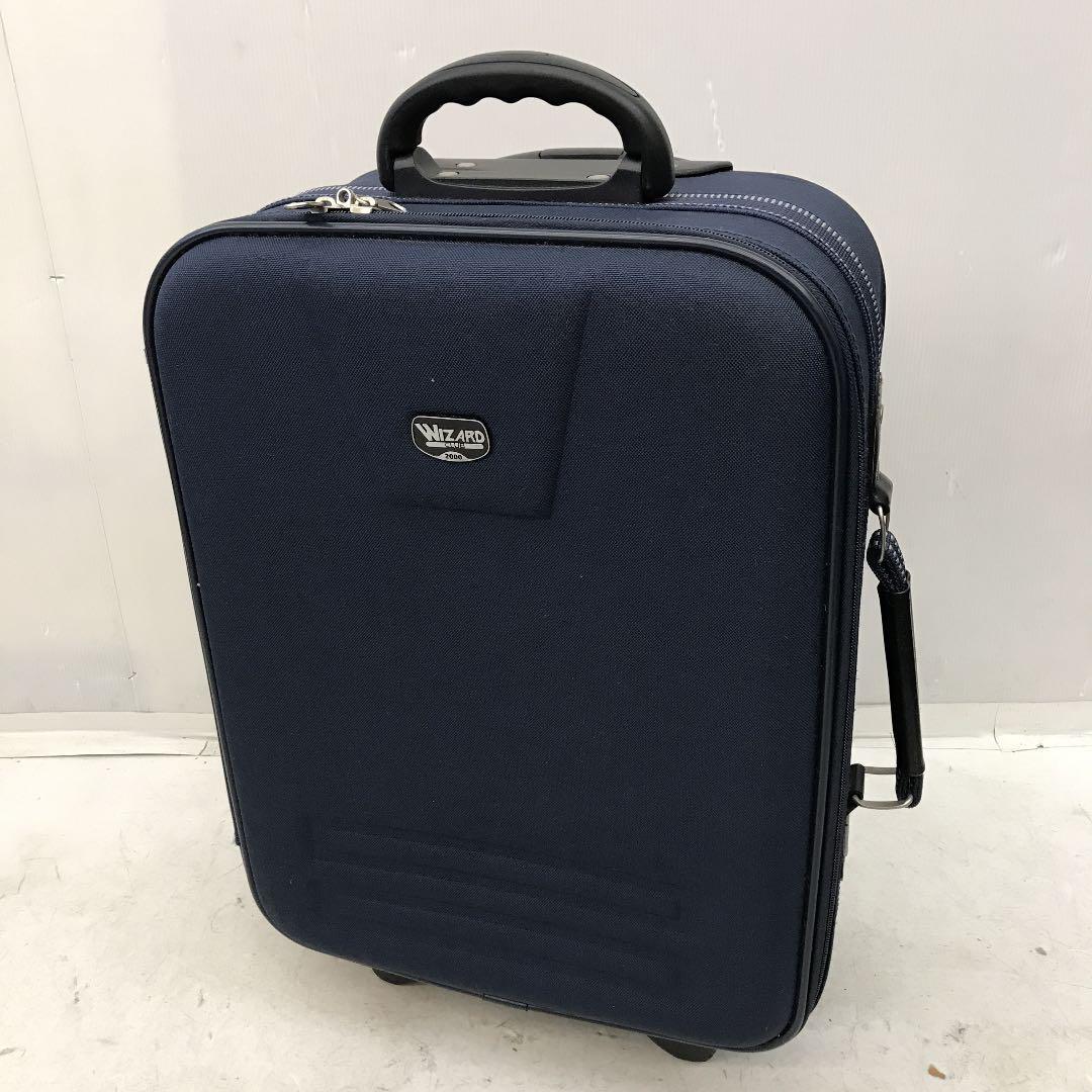 WIZARD キャリーバッグ 2輪 スーツケース ビジネスバッグ 旅行用バッグ 中型 宿泊 出張 バッグ ネイビー 横持ち _1