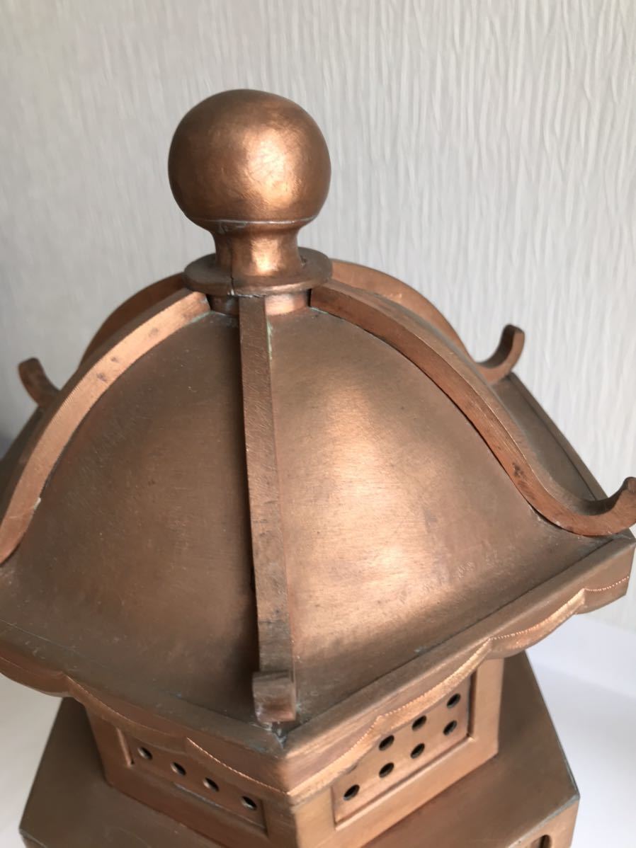 値下げします。 金灯籠　銅製　オリジナル製作品 灯篭 灯籠 銅板 板金職人による芸術作品(ハンドツール、大工道具