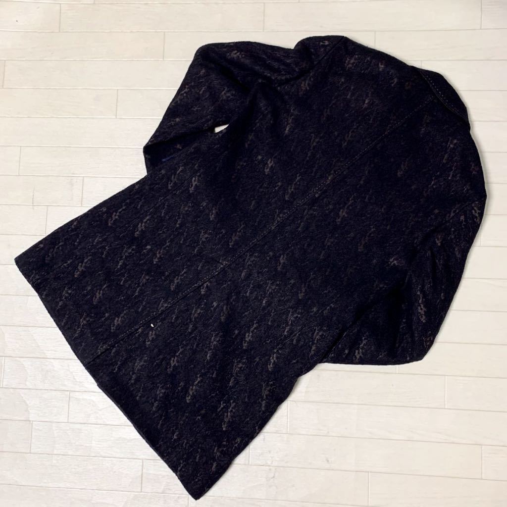 1429□【日本製】LANVIN ランバン　ウールコート　デザインコート　アウター　トップス　ブラック　総柄　メンズ　サイズ 46 | LANVIN COLLECTION Lanvin（コート・ジャケット｜メンズファッション）の通販 レディース コートの通販