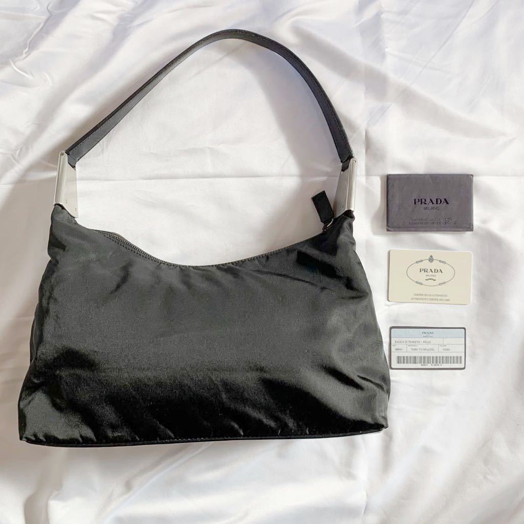 ポーチ 巾着 白タグ PRADA プラダ テスート 美品✨プラダ 三角ロゴ