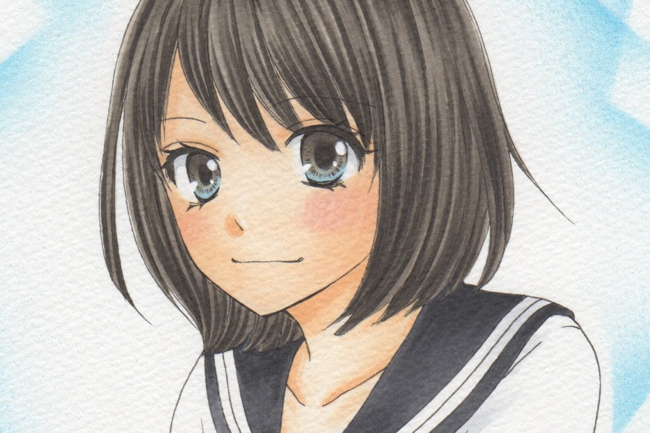 手描きイラスト オリジナル B5 制服 セーラー服 女の子 女子 半袖