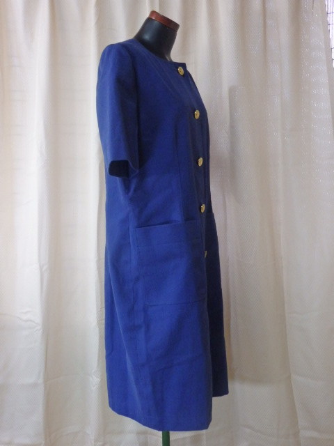 T-295◇セリーヌ/CELINE 半袖 ボタンワンピース ロゴ入り金ボタン  