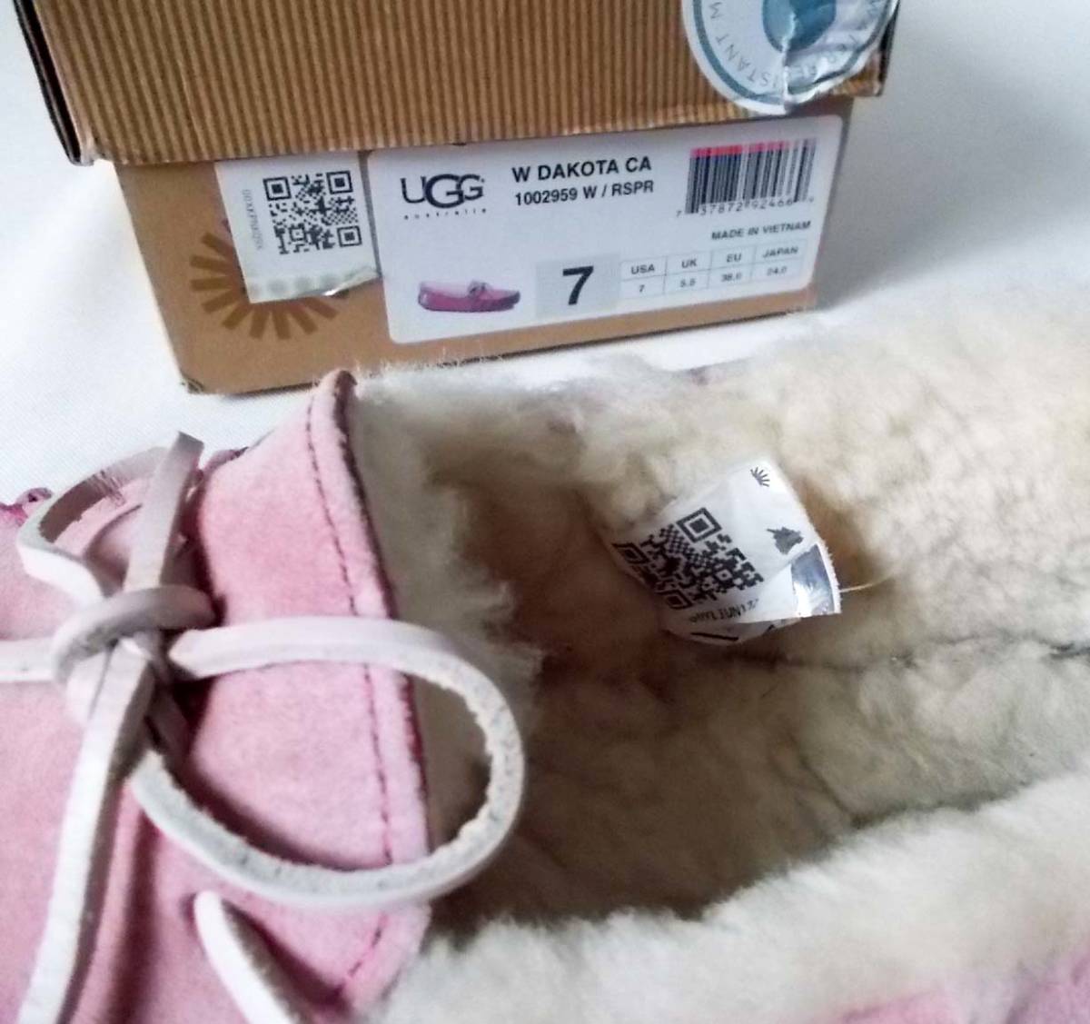 UGG アグ W DAKOTA CA ダコタ ピンクリボン☆ピンク系モカシン US7