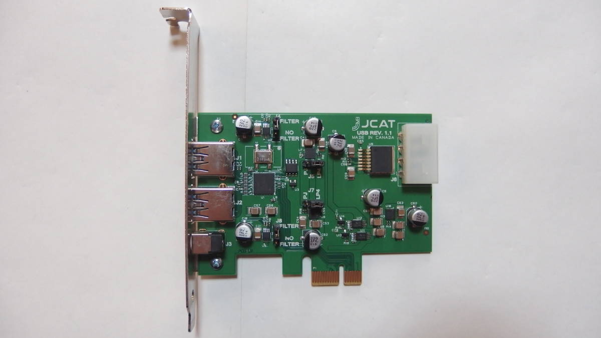 JCAT ルネサスD720201搭載 PCI-E x1接続 USB3.0 オーディオ向け USB3.0増設インターフェースカード USB Card FEMTO REV. 1.1 動作品