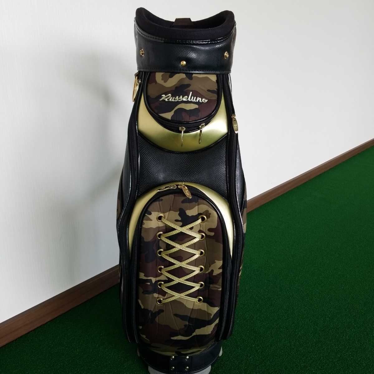 新品 ラッセルノ Russeluno スタッズ 迷彩柄 ゴルフ キャディバッグ