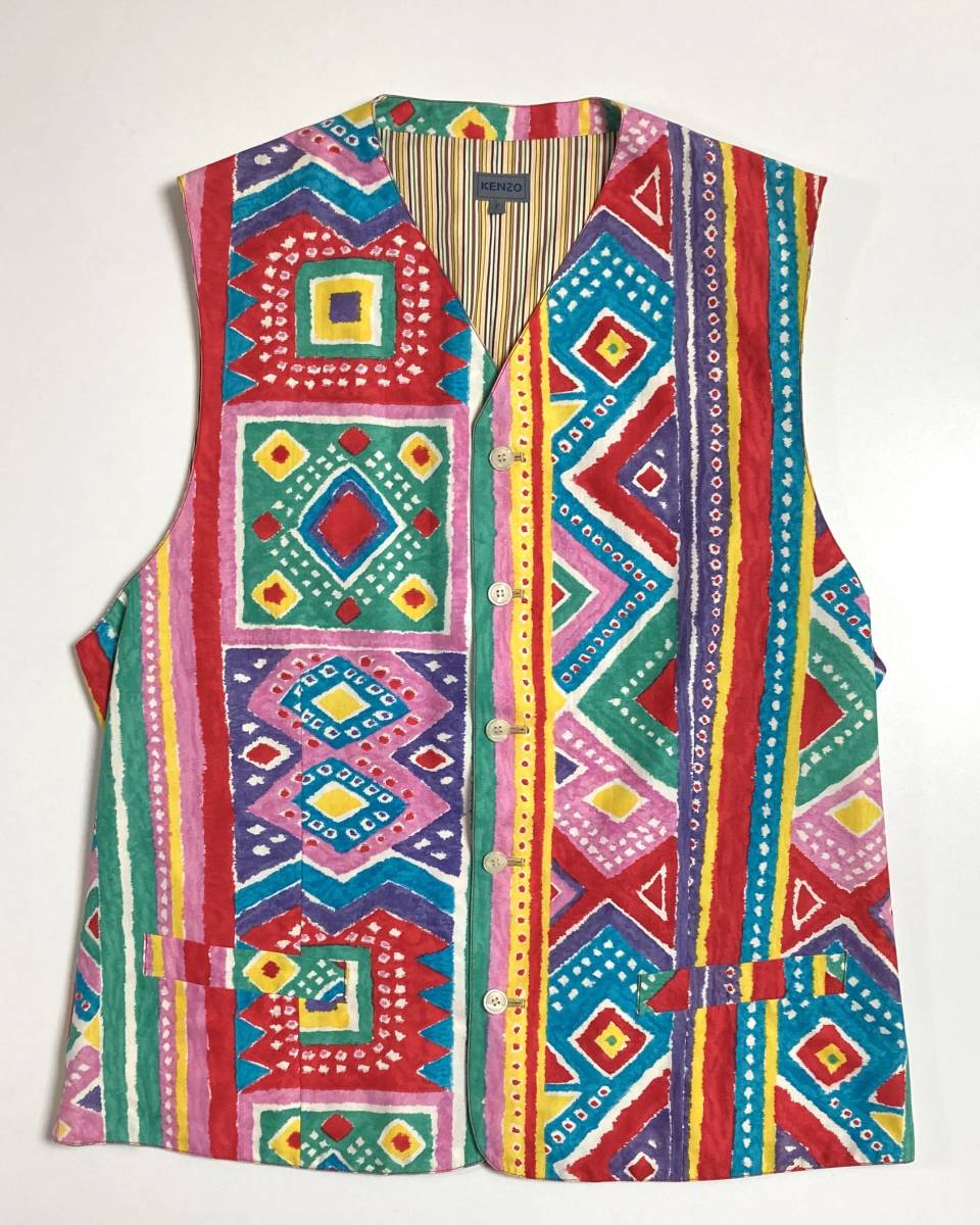 KENZO マルチカラー ベスト ジレ ケンゾー 日本製 総柄