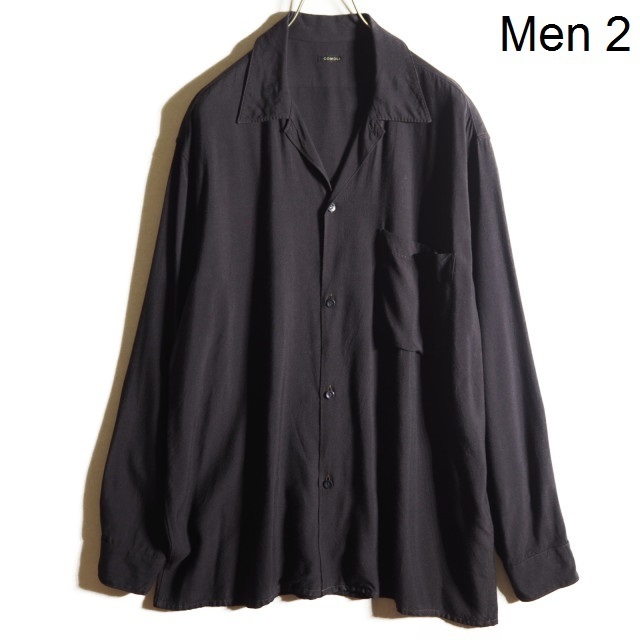 J2935P ▼COMOLI コモリ▼ 20SS レーヨン オープンカラーシャツ ブラック 2 / オーバーサイズ R01-02006 黒 春~秋 rb mks