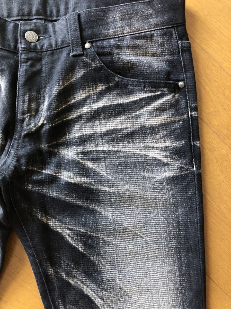 TORNADO MART鬼ヒゲ加工 シューカット ストレッチブラックデニム TORNADO MART鬼ヒゲ加工 シューカット ストレッチブラックデニム