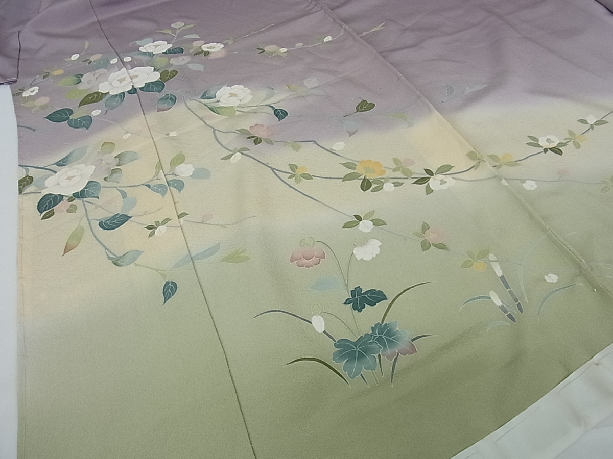 訪問着 暈し染め 逸品 正絹 枝花文 作家物 金彩 - 手描き 平和屋着物