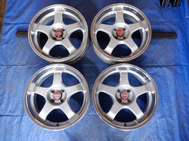 激安即決!歪み点検済!ホイール! WORK Nezart 17-7J 4H/100+35 中古4本！ ｂB/フィルダー/ノート/フィット/ポルテ/ヴィッツ等！HM000223
