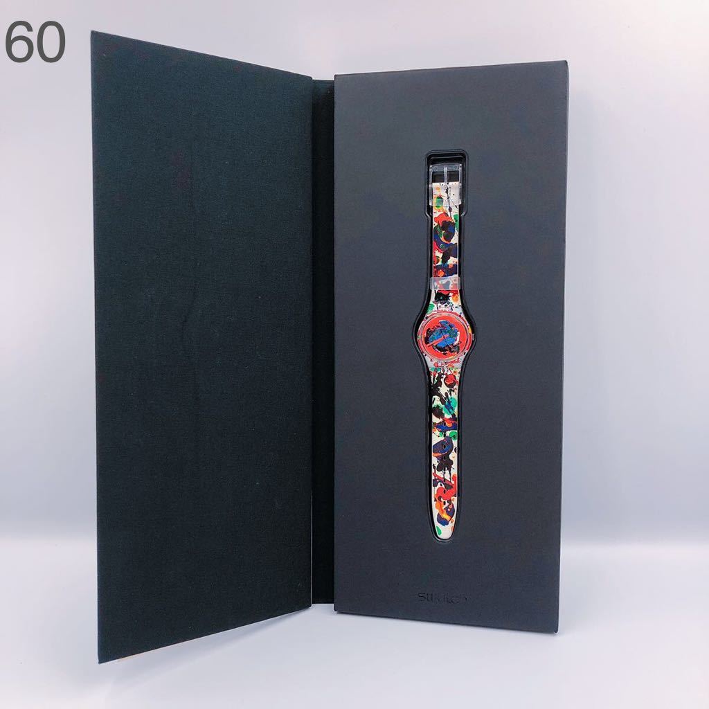 DT17 【未使用】SWATCH（スウォッチ）腕時計 1992年 サム・フランシス GZ 123 pack サイズ：ケース縦約4cm x横3.5cm(リューズ含) x全長22cm