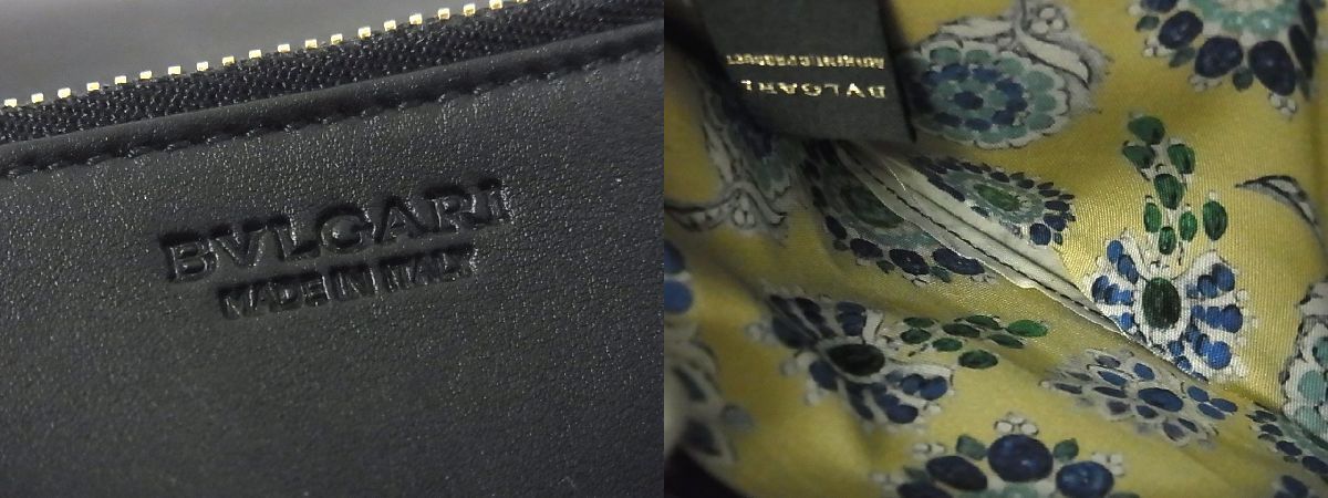 1円 BVLGARI ブルガリ コレツィオーネ レザー ゴールド金具 二つ折り 